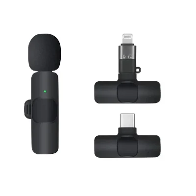 میکروفون‌ یقه‌‌ ای بی سیم لایتنینگ و تایپ C مدل K8 ا K8 Lightning and Type C wireless microphone